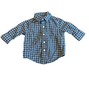 Janie and Jack Blue Plaid Button‑Up – 3–6M